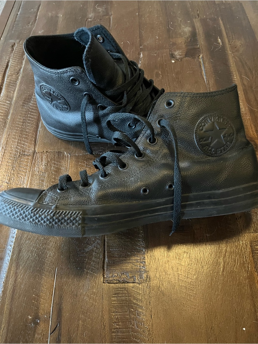 Converse Chuck Taylor All Star High Top Leather Sneakers - Black leather Size 12